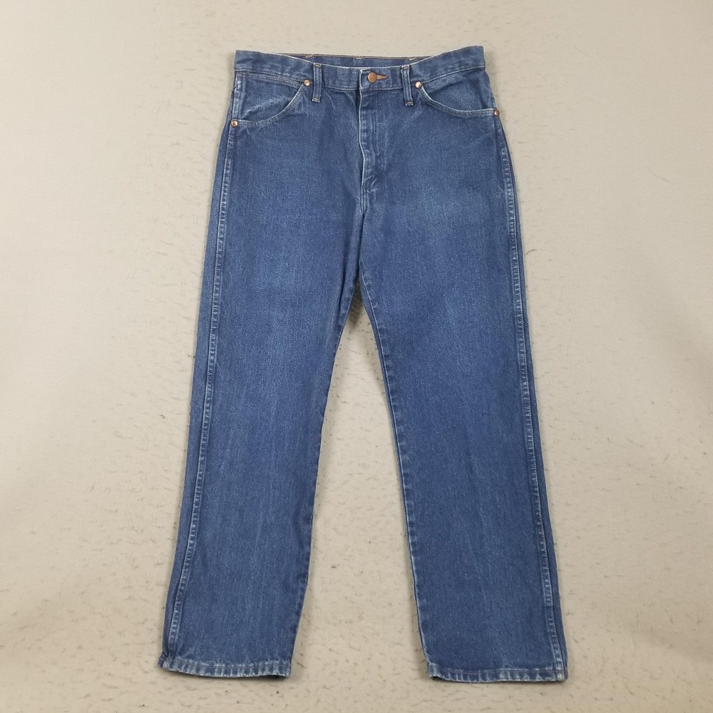 Wrangler 13MWZPW Jeans Mens 34x30 Blue Medium Wash Straight Denim Pants